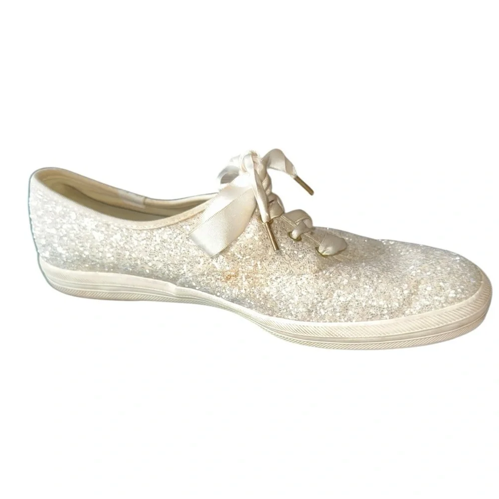 Kate Spade Cream Glitter Keds Sneakers